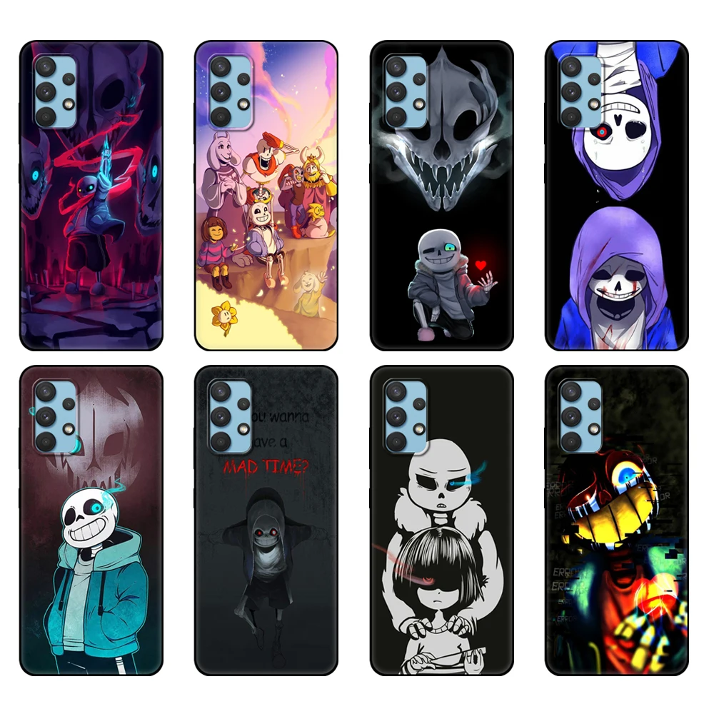 Custodia In Tpu Nera Per Samsung Galaxy A12 A22 A32 A42 A52 A72 4G 5G S21 Plus Cover Posteriore Ultra Undertale Sans