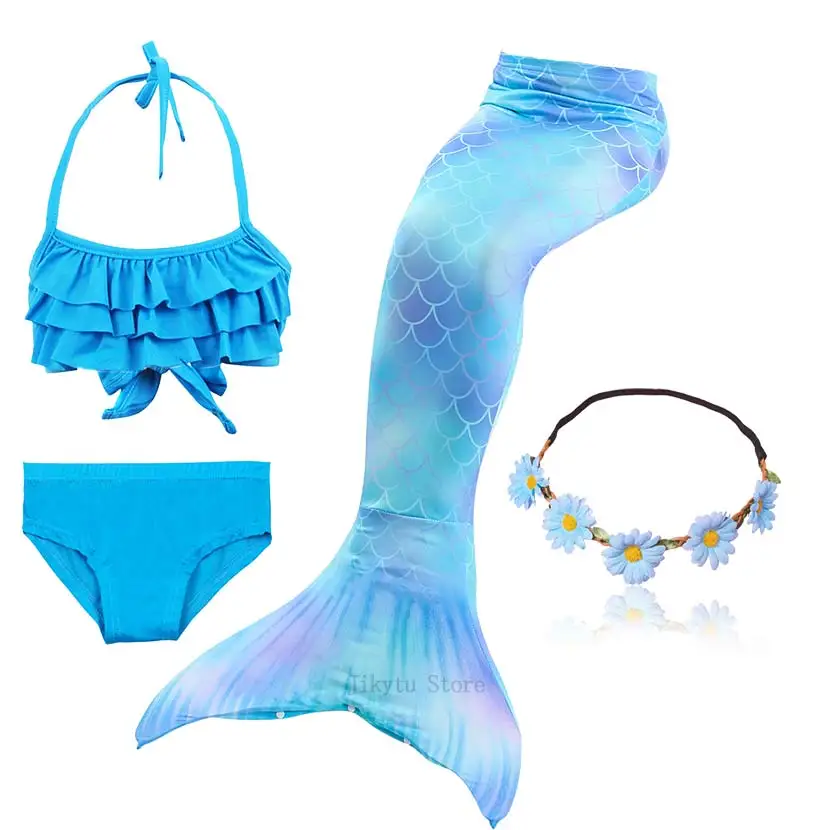 Package 3 Kids Swimming Mermaid Tail Bikini Set can add with Monofin Flipper Ariel Costumes Cosplay Swimsuit Bathing Suit for Girls - Цвет: Package 3