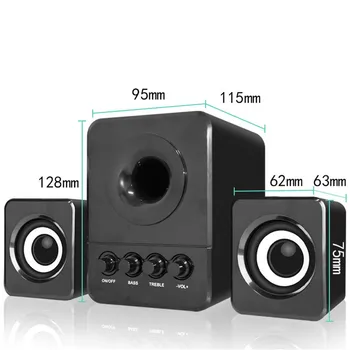 

Desktop Mini Speakers Subwoofer 2.1 Stereo Bass Speaker Support U disk TF Card 3.5mm USB Notebook Music Player Bass Loudspeaker