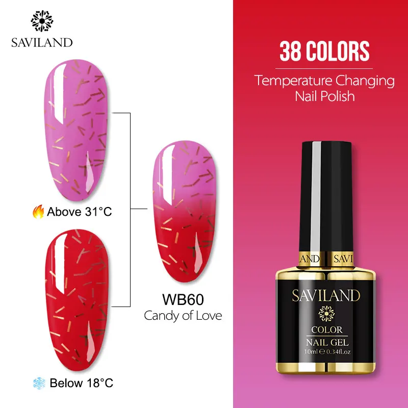 10ml WB60 SAVILAND температурный меняющий Цвет Гель-лак UV Vernis полуперманентный Блеск Гель-лак верхнее покрытие Гибридный лак для ногтей - Цвет: 10ml WB60
