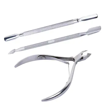 

High Quality 3pcs Stainless Steel Remover Cutter Set Manicure Pedicure Care Salon Nail Polish Tool Set 3JT