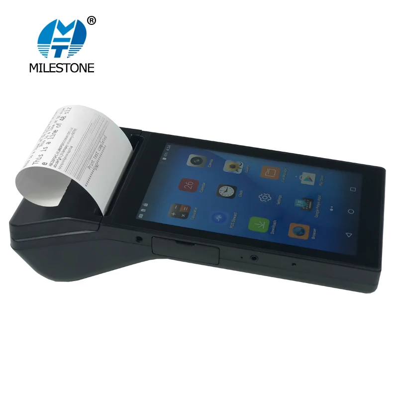 Milestone 3G network WIFI Bluetooth pos terminal built in 80mm 3inch mobile receipt label printer for 2