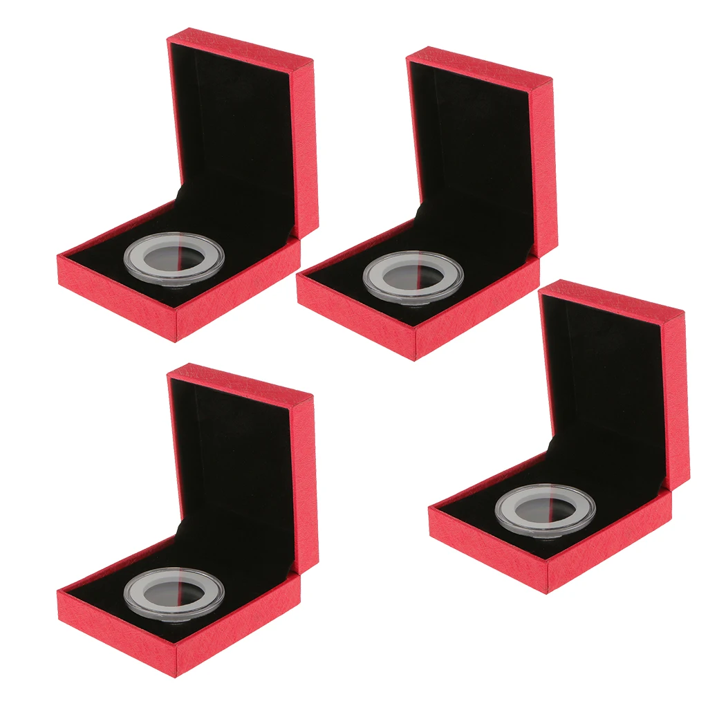 4pc Fancy Single Coins Holder Display for 38MM Commemorative Coins Box Case for Collector Gift