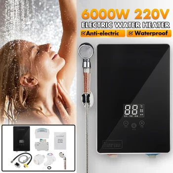 

6000W Instant Electric Tankless Water Heater Instantaneous Water Heaters Instant Water Heating Fast 3 seconds Hot Shower 220V