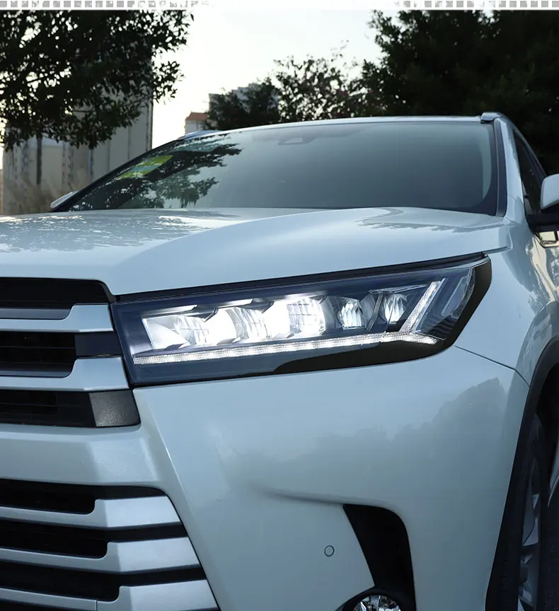 1 пара для Toyota светодиодная лампа дальнего света в сборе передние фары для Highlander Головной фонарь 22018 год полный светодиодный
