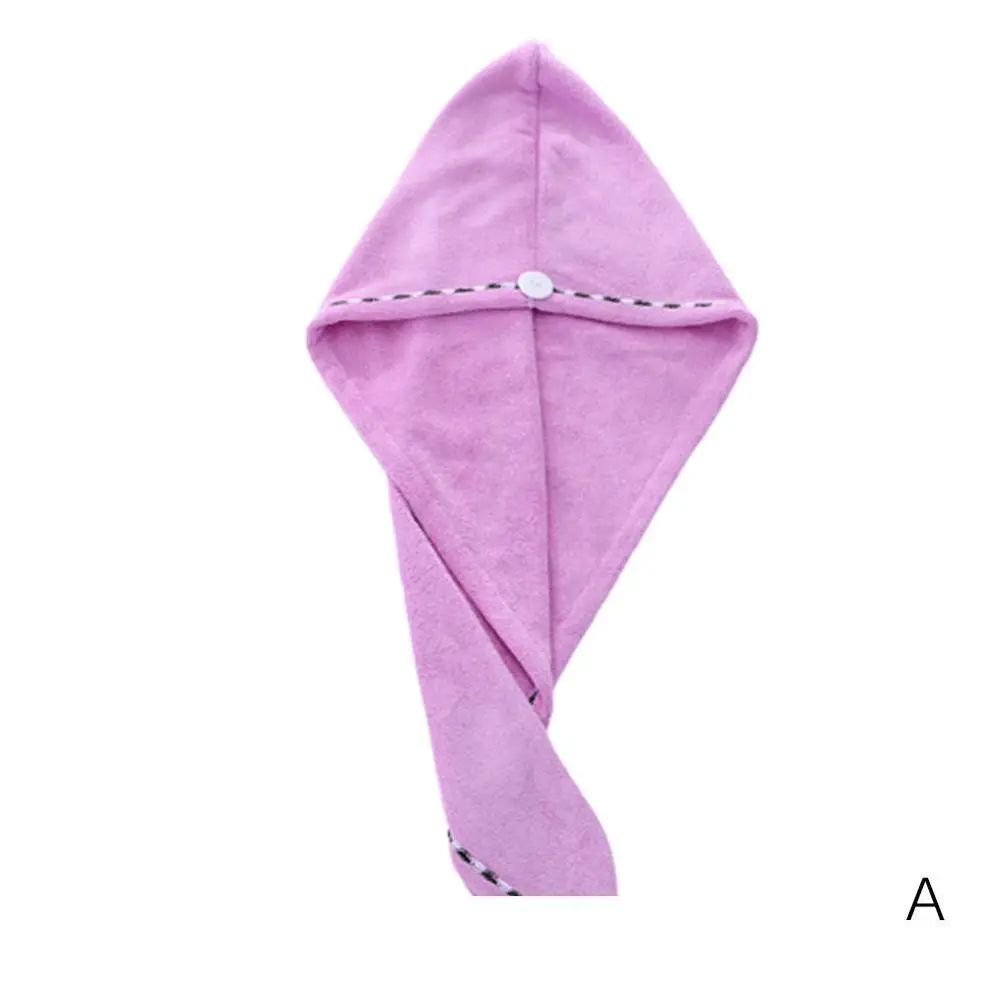 A 1Pc Magic Microfiber Dry Hair Cap Hair Fast Drying Dryer Towel Bath Wrap Hat Quick Cap Turban Bath Towel with Button thicken - Цвет: A