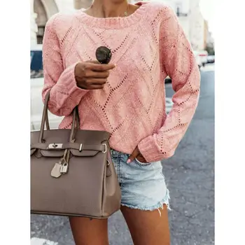 

Ladies Sweatshirt Jumper Pullover Tops Blouse Knitwear Womens Loose Knit Sweater /BY