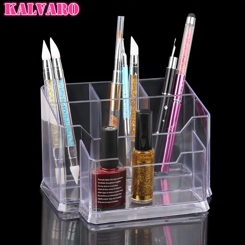 

Nail Art Acrylic Transparent Pen Holder Nail Sand Bar UV Gel Polish Nails Brushes Display Rest Manicure Tools Accessories New