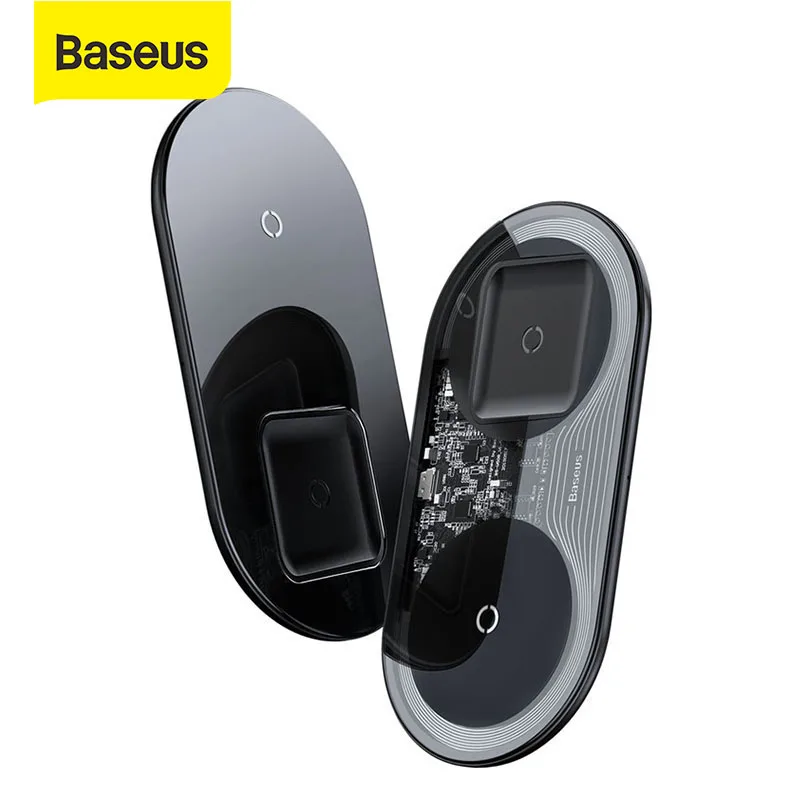 Беспроводное зарядное устройство Baseus 2 в 1 для iPhone 11 XR XS 8 Pods Samsung Xiaomi Быстрое