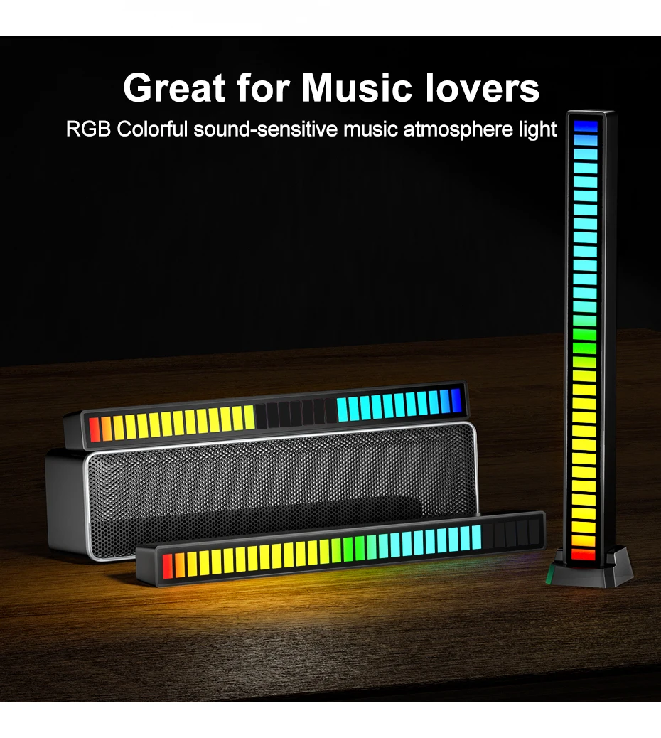 night stand lamps Chargeable 32 Bit LED Sound Control Pickup Rhythm Lights Voice-Activated RGB For Living Room Game Room Music Atmosphere Light star wars night light