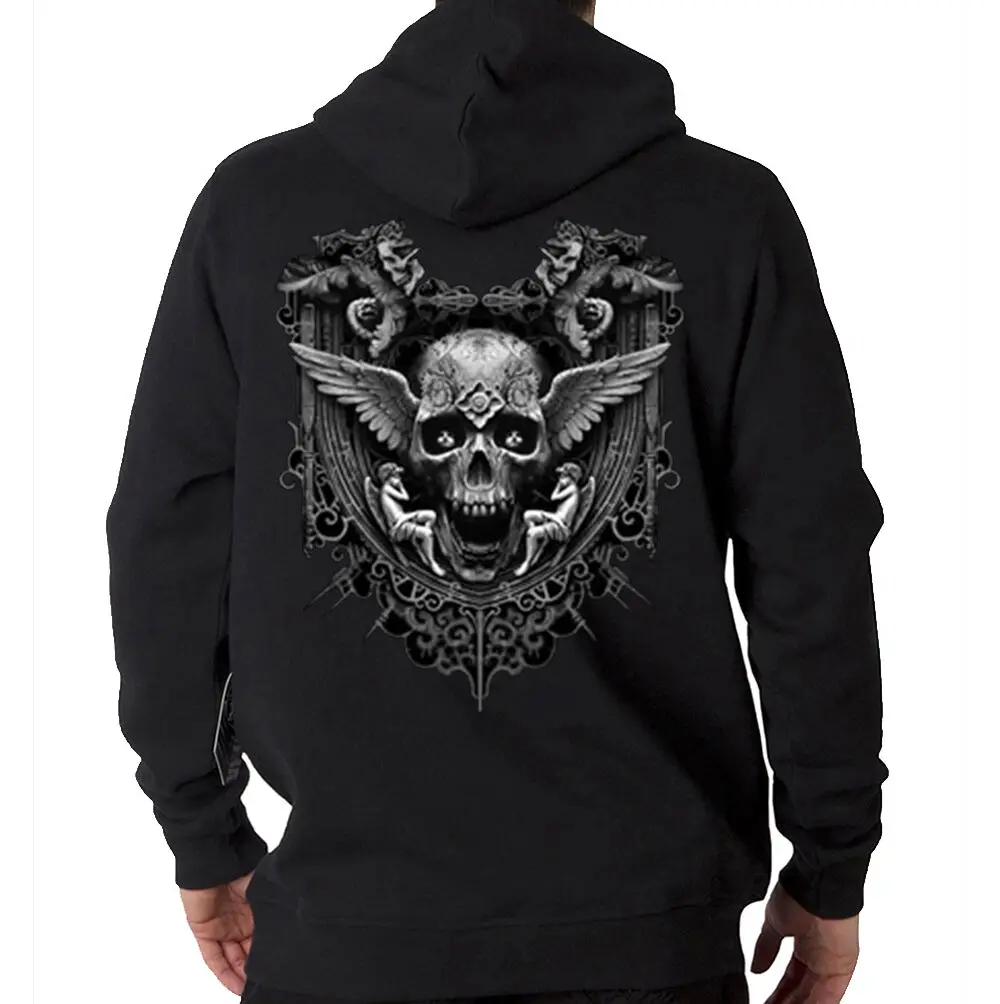 

Biker Skull Wings Angels Motorcycle Chopper Hooded Sweatshirt Hoodie