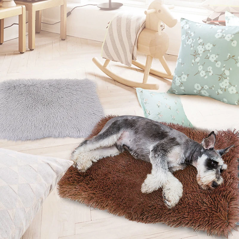 Мягкий длинный флисовый коврик для кровати для собаки, теплое одеяло для сна для кошки, собаки, подушка для питомца, домик для маленьких, средних и больших собак, товары для щенков