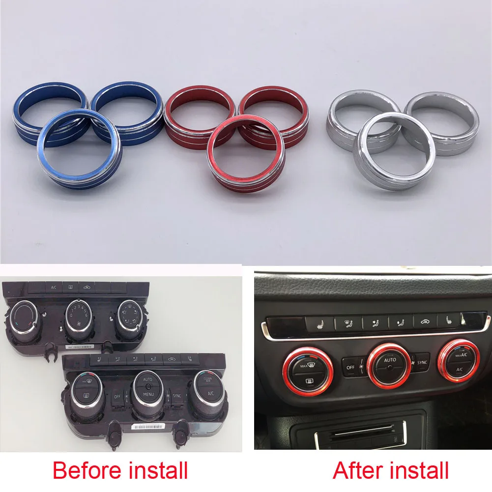 

Car styling for Skoda Kodiaq AC Air conditioning knob button cover ring
