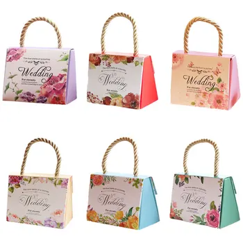 

Wedding portable candy paper packaging flower gift box bag dragees de mariage birthday sweet candy box casamento em forma 50pcs