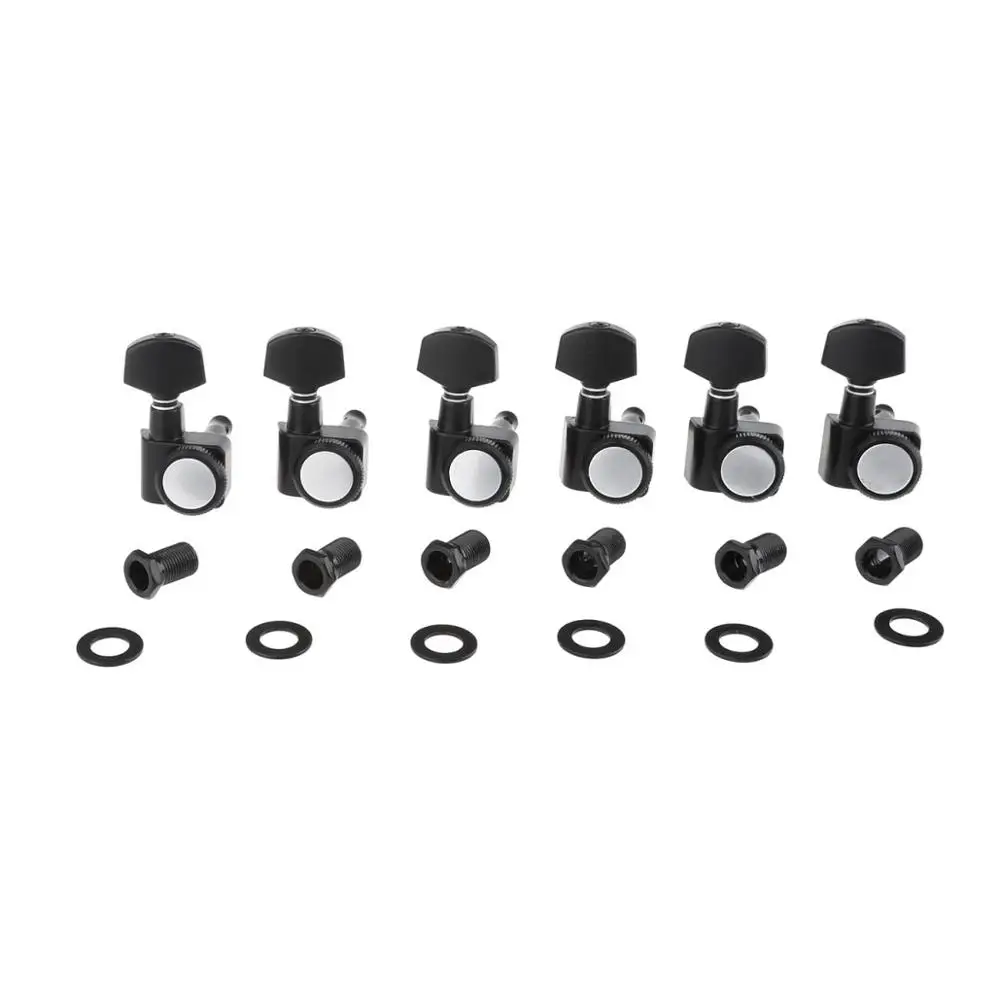 Musiclily Pro 6-in-line 2-pins Guitar Locking Tuners Machine Heads Tuning Pegs Keys Set for Fender Strat/Tele Black | Спорт и