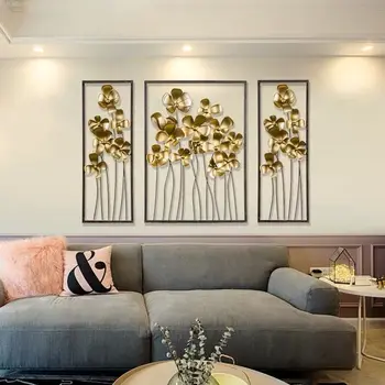 

Vintage Iron Metal Wall Decoration Creative Home Lilac Wall Hanging Modern Luxury Living Room TV Sofa Background Wall Decoration
