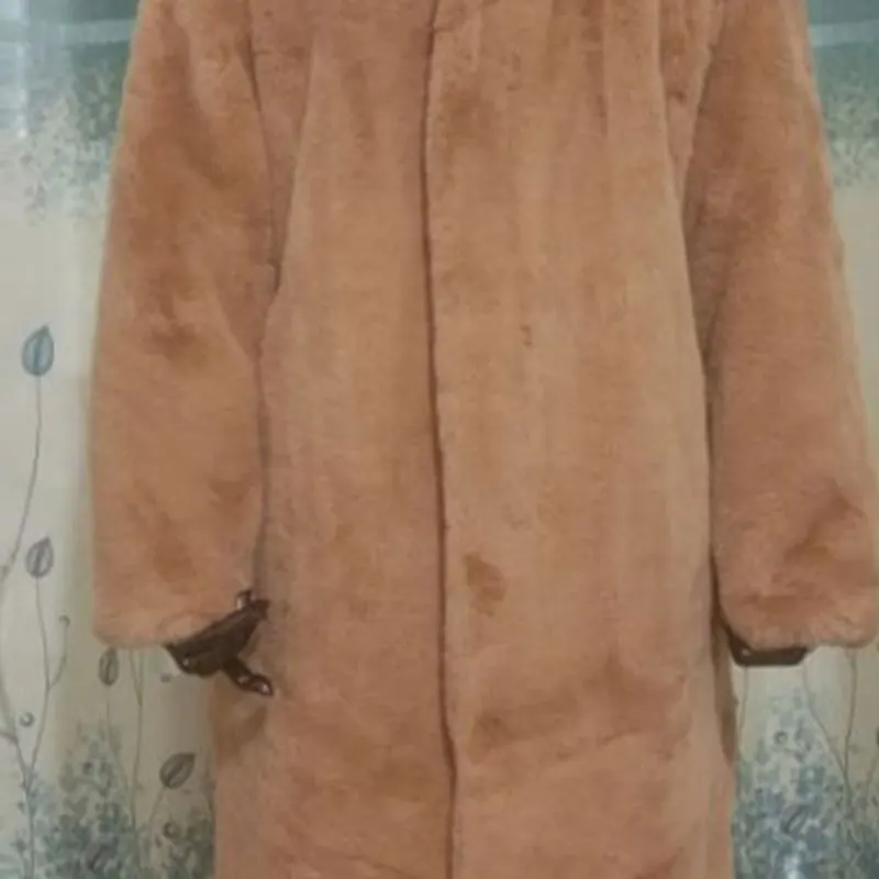 Camel Кукольный воротник, зимнее пальто, женская толстая меховая парка, плюс размер, свободная юбка, дизайн, искусственный мех, куртка средней длины, теплое меховое пальто для женщин - Color: Camel