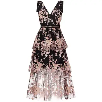 

Dress Summer Women Bohemian Style Sexy V black Flowers Summer Dress Maxi Casual Ladies Beach Dresses vestidos