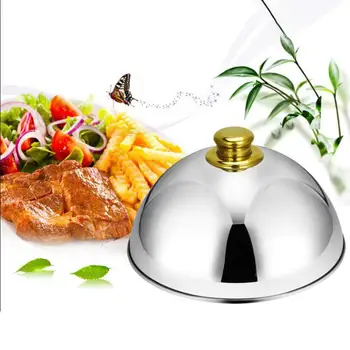 

Stainless Steel Plate Cover Dome Food Meal Steak Cover Cheese Melting Dome Food Pan Lid Korean Barbecue BBQ Pot Cover