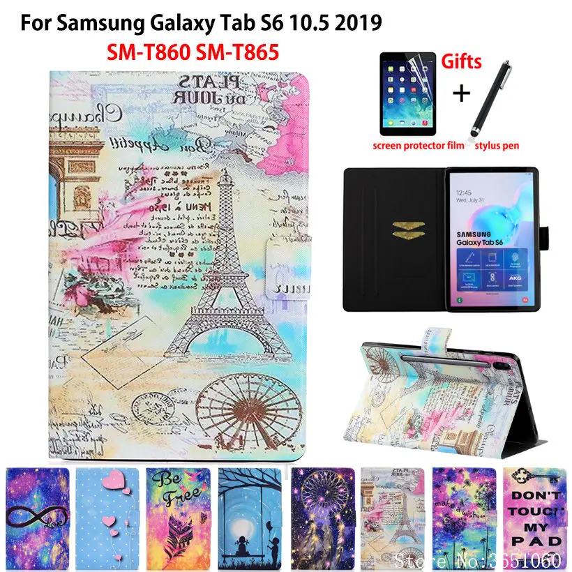Чехол с изображением башни для Samsung Galaxy Tab S6 10,5 SM-T860 SM-T865 T860 10," Чехол Funda Планшет Флип Стенд корпус Капа+ подарок