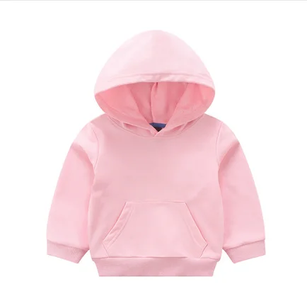 Детский свитер с капюшоном весенне-осенняя плотная Повседневная куртка с капюшоном для маленьких девочек однотонное теплое базовое пальто для мальчиков и девочек - Цвет: Розовый