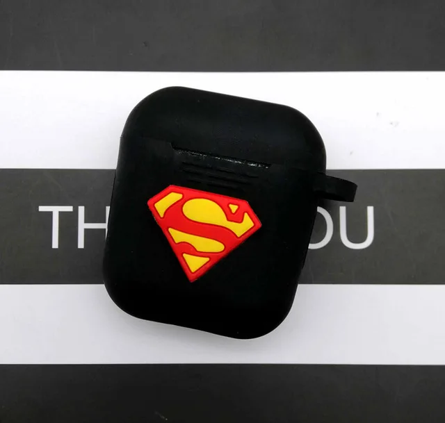 Мультяшный беспроводной Чехол для наушников для Apple AirPods 2, силиконовый чехол для зарядки наушников s, защитный чехол для AirPods - Цвет: black Suermam