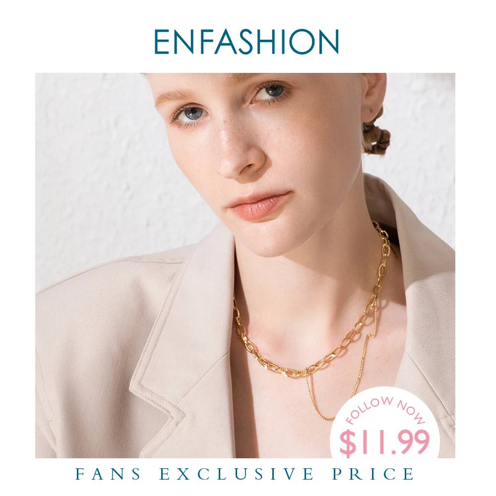 ENFASHION панк Двойная Цепочка Колье Ожерелье для женщин золотой цвет нержавеющая