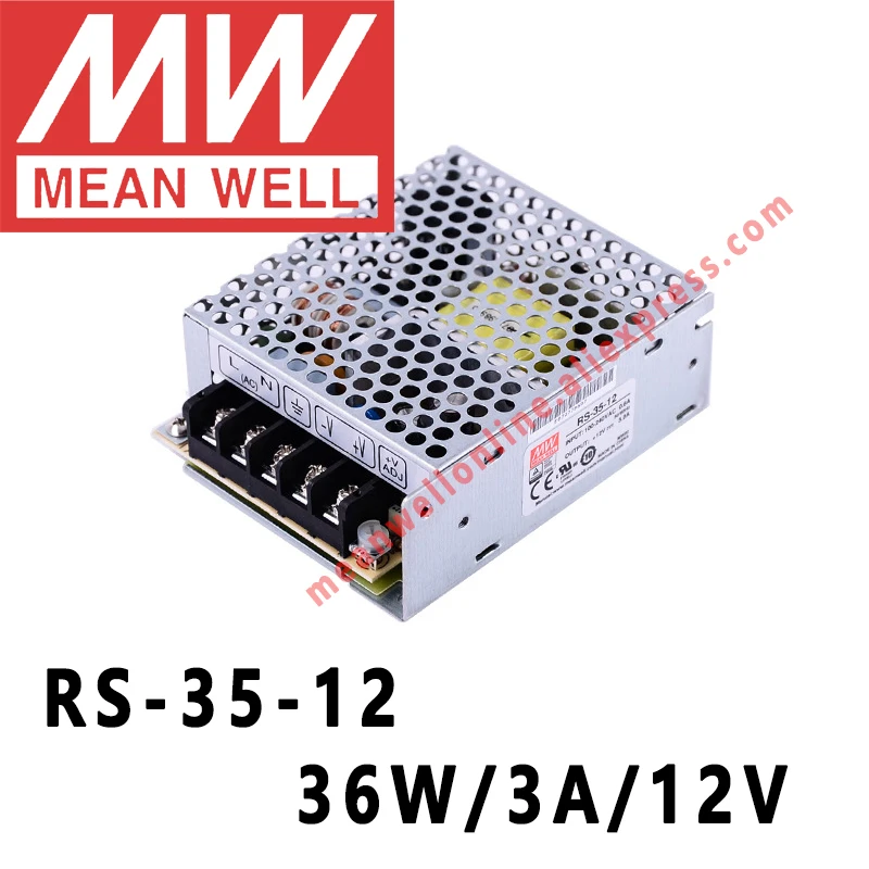 RS-35-12 Mean Well 36 W/3A/12 V DC одиночный выход импульсный источник питания meanwell интернет