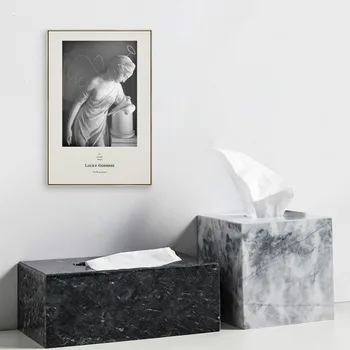 

Nordic light luxury marble tissue box creative home living room bedroom coffee table desktop storage napkin paper tray YHJ031418