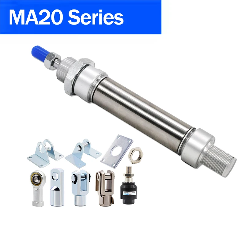 Cilindro de ar Inoxidável Pneumático 20 mm da Série Ma20 Furou os Cilindros Redondos Ma20x100-ca-s Ma20x50-ca-s Ect da Ação Dobro. o