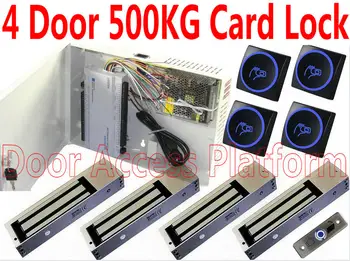 

4 Door 500KG Super Heavy Magnetic lock kit+Power Supply Box+EM RFID card reader+1100lbs magnetic control+Access controller panel