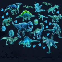 Naklejki fluorescencyjne Cartoon dinozaur raj zielone/niebieskie światło naklejki ścienne pokój dziecięcy świecące naklejki