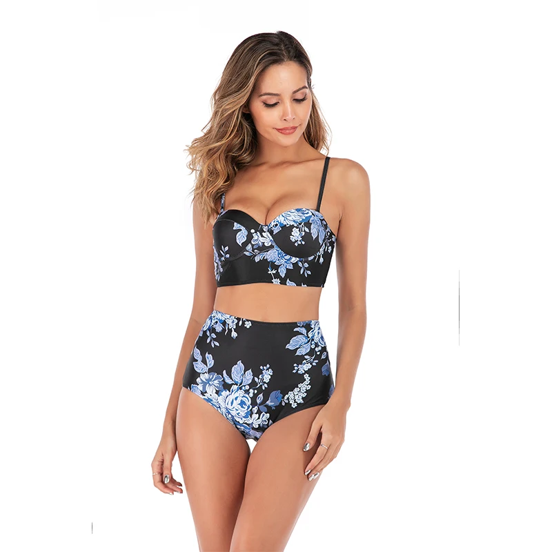 Женский раздельный купальник с глубоким V образным вырезом батальных размеров