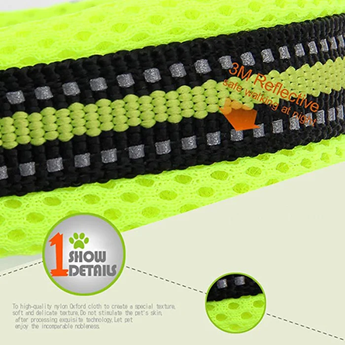 Ошейник для домашних собак светоотражающий сетчатый Мягкий регулируемый воротник из нейлона для животного для активного отдыха DC120