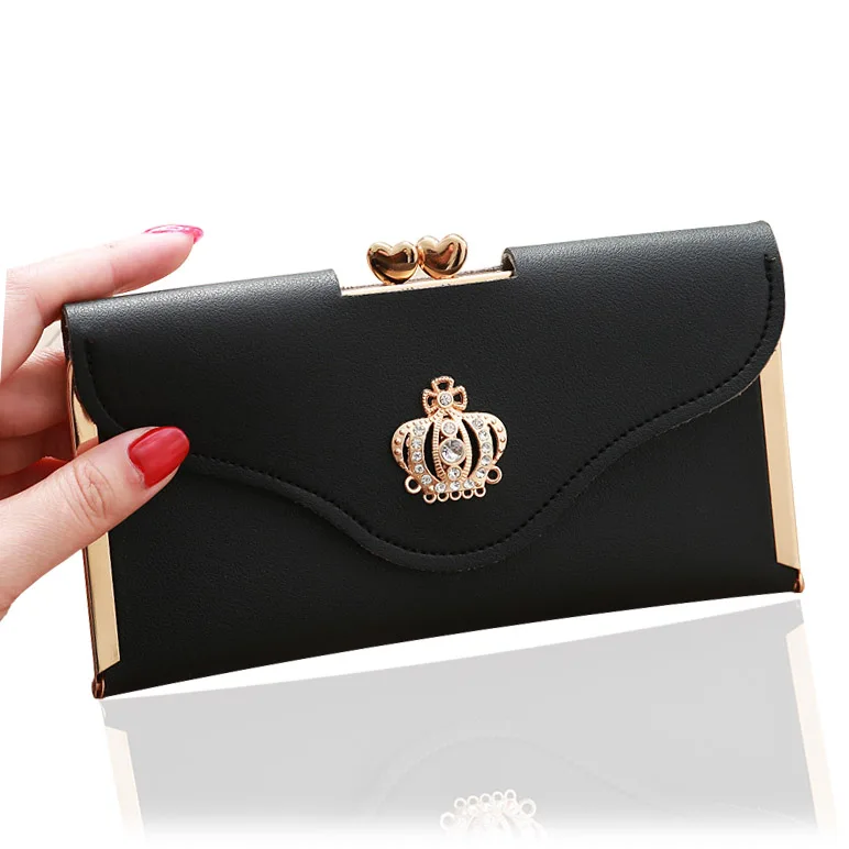 

Women Wallets Hasp Lady Purses Girls Crown Moneybags Clutch Woman Handbag Wallet Cards ID Holder Long Purse Bags Billfold Clips