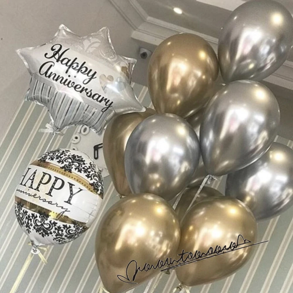 

10 Pcs 12 Inch Gold Sliver Black Latex Balloons Wedding Decorations Latex Balloons Thickening Balloons For Home Party Decoration