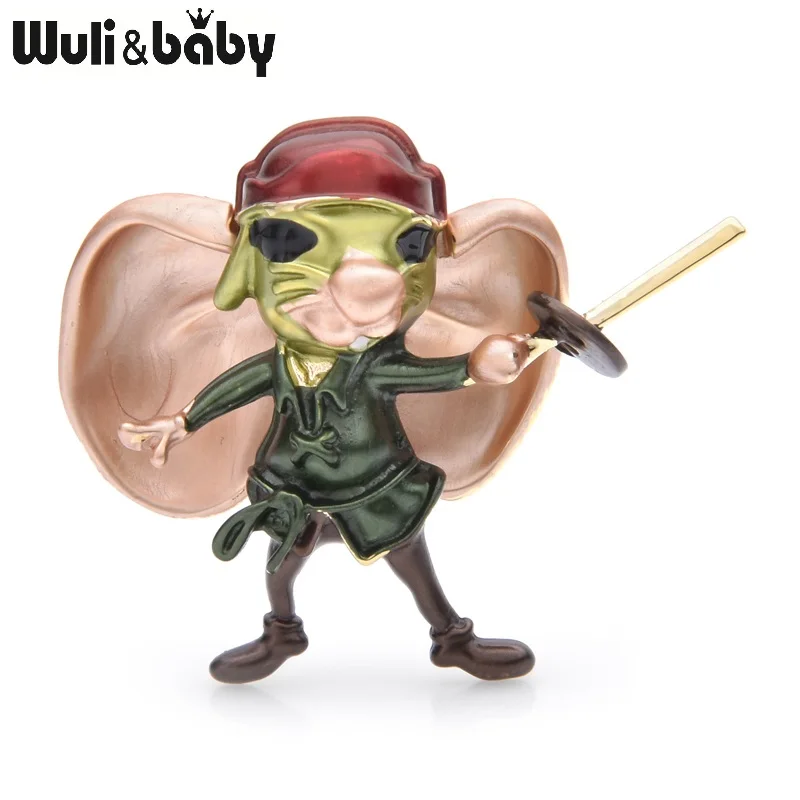 Wuli&baby, большие уши, ограждение, броши с изображением мыши, Женский сплав, эмаль, фиолетовый, зеленый, мышь, крыса, животное, Повседневная брошь для вечеринки, булавки, подарки