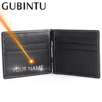 Free Engraving Name Men Genuine Leather Wallet Card Holder Male Purse Small Money Bag Mini Vintage Slim Wallets carteira 1