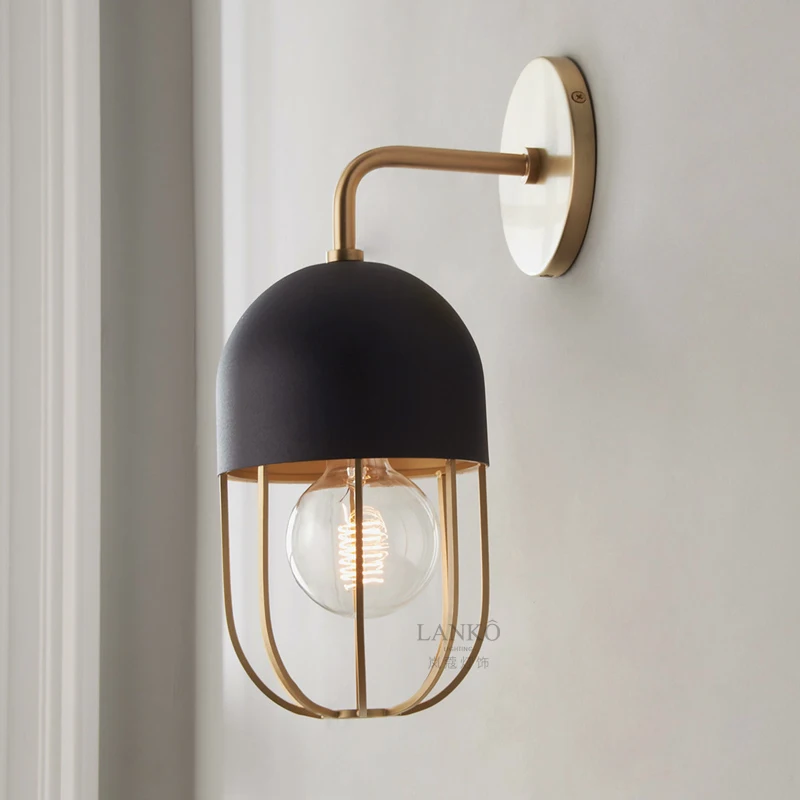 

New post-modern wall lamp American retro simple personality bedside living room corridor staircase lamp bedroom Nordic lamps