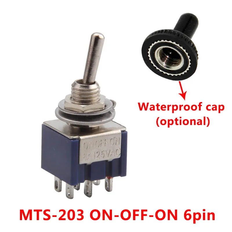 SPDT DPDT Клавишные переключатели света моторы MTS-102 5A 6A 125V 3A 250 AC мини 3 6PIN ON-ВКЛ-ВЫКЛ-на возврате запирающий переключатель выключатель - Цвет: MTS-203 Blue