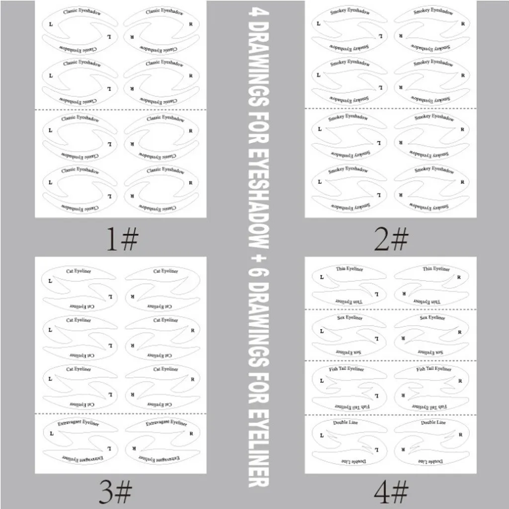 8 шт Карандаш для глаз трафарет для век быстрый макияж наклейки-трафарет рисунок Клей Шаблон maquiagem Профессиональный completa