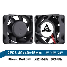 Ventilateur Axial de refroidissement sans balais pour ordinateur portable, 2 pièces, 4015 pouces, manchon/double boule 1.57 cc 5V 12V 24V 4cm 40mm x 15mm
