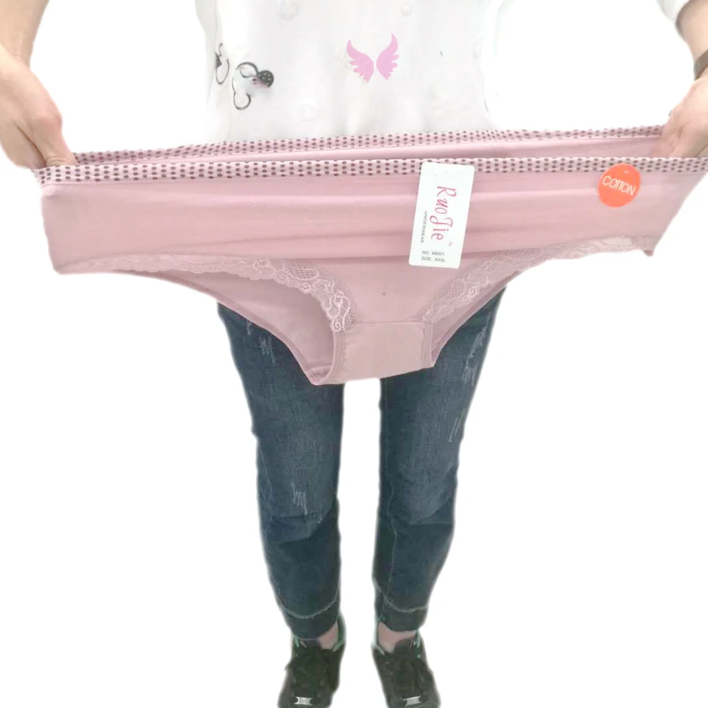 4XL High Waist Plus Size Panties Women'S Underwear Big Sexy Lace Transparent Briefs Large Size Female Underpants Lingerie 5pcs