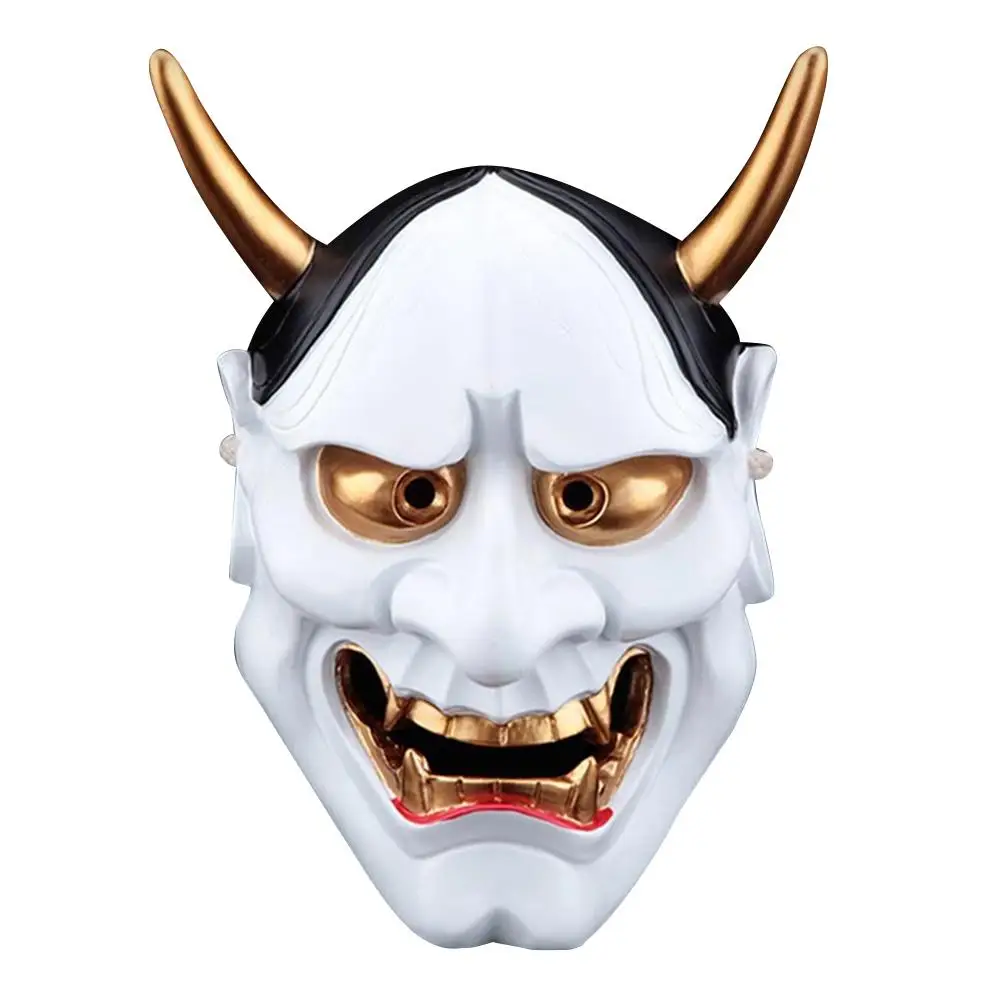 Японский самурайский гримас Косплей Хэллоуин ужасная маска буддистская Традиционная Маска COS японский призрак воин вечерние смоляные маски - Цвет: White