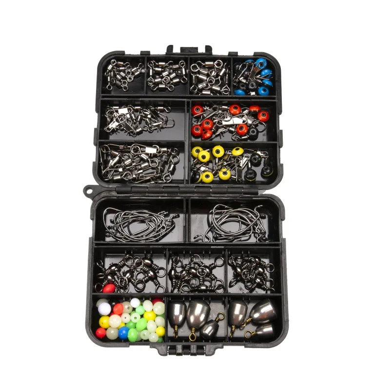 162 шт./кор. приспособление для рыбалки крючки Вертлюги свинцовый рыболовный грузик с защитой от повреждений и кольцом крючок для ловли карпа рыболовные снасти Коробки - Цвет: C