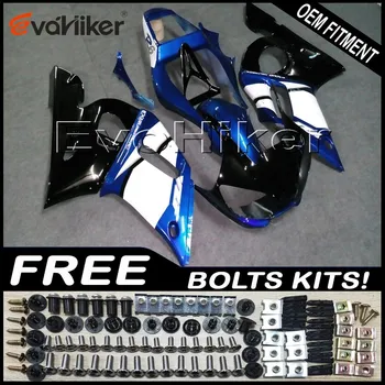 

Custom motorcycle cowl for YZF-R6 1998 1999 2000 2001 2002 ABS plastic motorcycle hull fairing blue white+gifts