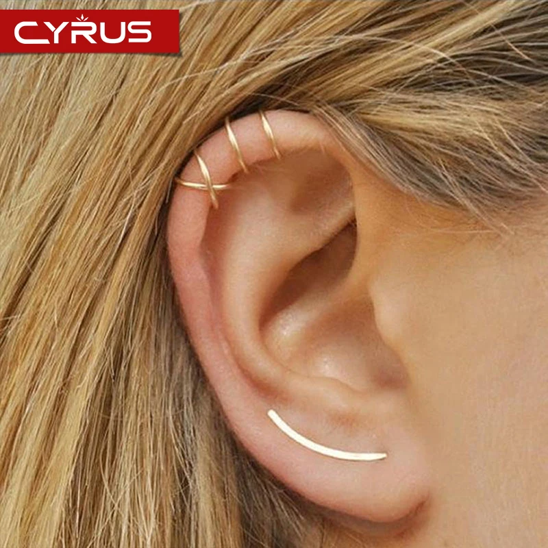 

Double Cross C U-shaped Clip Earrings Couple Earrings Clip Earrings Without Piercing Hollow Ear Bone Cuff Invisible Jewelry Gift