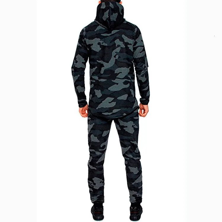 Спортивные костюмы для мужчин, зимние, теплые, 2 шт.,, спортивная одежда, Moletom, повседневная, тонкая, камуфляжная, с капюшоном и длинными штанами, для улицы, Наборы для мужчин