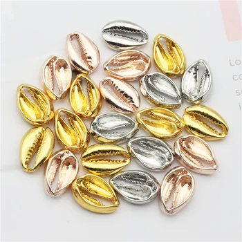 

12pcs Gold Cowry Silver Shell Beads Freeform Conch Pendant Bracelet Connector Cowrie Beads for Screw Necklace Jewelry Making