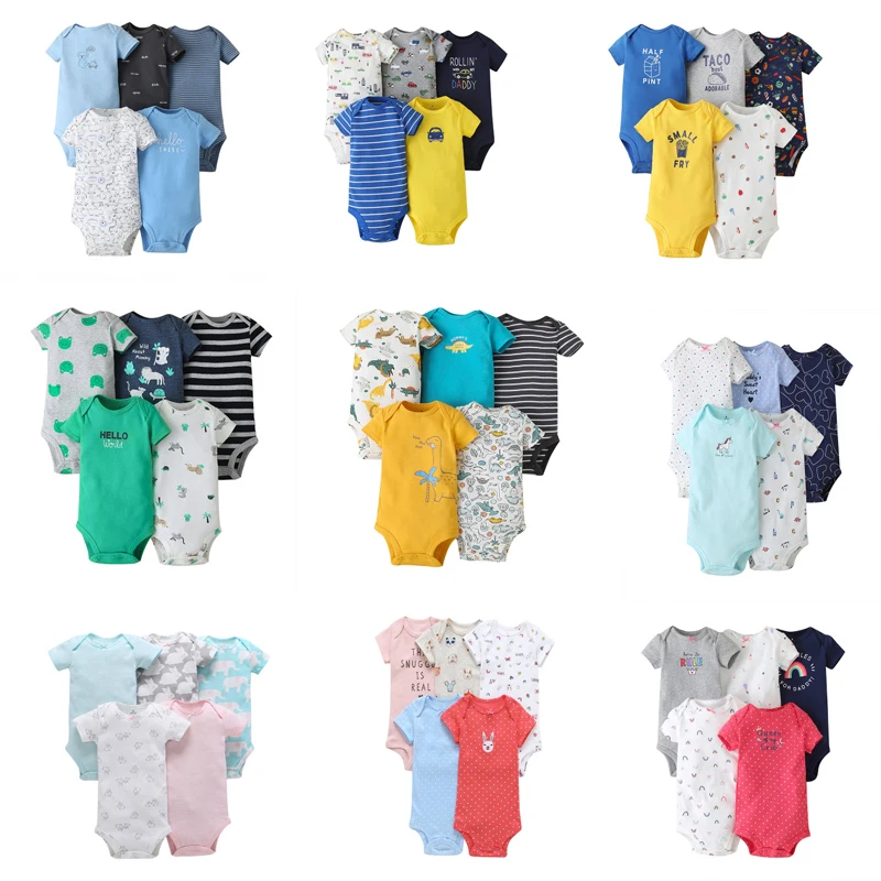 

2020 Baby Cotton Romper Triangle Short Climbing Romper 5 Five Piece Set baby boy clothes newborn clothes baby bodysuit baby girl
